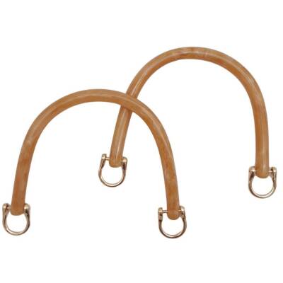 Angel Çanta Aksesuar 16 cm Akrilik Sütlü Kahve Renk Çanta Tutma Sapı Light Gold Metalli - 1