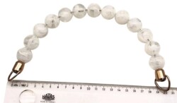 Angel Çanta Aksesuar 20 Cm 22 Mm Boncuklu Çanta Sapı Gümüş Metalli Beyaz Tonlu - Angel Çanta Aksesuar