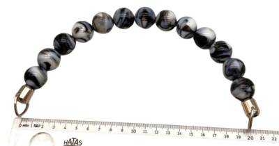 Angel Çanta Aksesuar 20 Cm 22 Mm Boncuklu Çanta Sapı Gümüş Metalli Gri Tonlu - 1