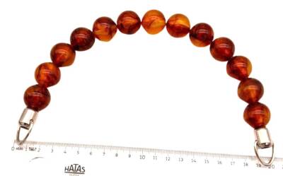 Angel Çanta Aksesuar 20 Cm 22 Mm Boncuklu Çanta Sapı Gümüş Metalli Kehribar Tonlu - 1