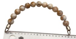 Angel Çanta Aksesuar 20 Cm 22 Mm Boncuklu Çanta Sapı Gümüş Metalli Krem Tonlu - Angel Çanta Aksesuar