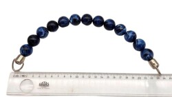 Angel Çanta Aksesuar 20 Cm 22 Mm Boncuklu Çanta Sapı Gümüş Metalli Mavi Tonlu - Angel Çanta Aksesuar