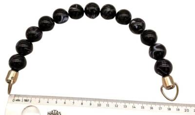 Angel Çanta Aksesuar 20 Cm 22 Mm Boncuklu Çanta Sapı Gümüş Metalli Siyah Tonlu - 1