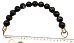 Angel Çanta Aksesuar 20 Cm 22 Mm Boncuklu Çanta Sapı Gümüş Metalli Siyah Tonlu - Angel Çanta Aksesuar