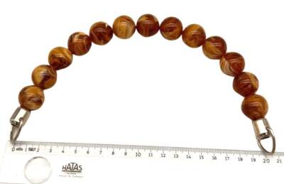 Angel Çanta Aksesuar 20 Cm 22 Mm Boncuklu Çanta Sapı Gümüş Metalli Sütlü Kahve Tonlu - 1