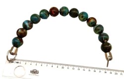 Angel Çanta Aksesuar 20 Cm 22 Mm Boncuklu Çanta Sapı Gümüş Metalli Turkuaz Kahve Tonlu - Angel Çanta Aksesuar