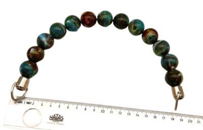 Angel Çanta Aksesuar 20 Cm 22 Mm Boncuklu Çanta Sapı Gümüş Metalli Turkuaz Kahve Tonlu - 1