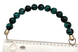 Angel Çanta Aksesuar 20 Cm 22 Mm Boncuklu Çanta Sapı Gümüş Metalli Yeşil Tonlu - Angel Çanta Aksesuar