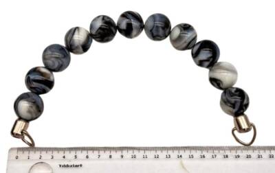 Angel Çanta Aksesuar 20 Cm 24 Mm Boncuklu Çanta Sapı Gümüş Metalli Gri Tonlu - 1