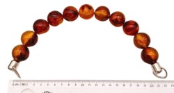 Angel Çanta Aksesuar 20 Cm 24 Mm Boncuklu Çanta Sapı Gümüş Metalli Kehribar Tonlu - Angel Çanta Aksesuar