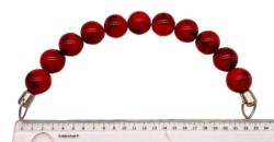 Angel Çanta Aksesuar 20 Cm 24 Mm Boncuklu Çanta Sapı Gümüş Metalli Kırmızı Tonlu - Angel Çanta Aksesuar