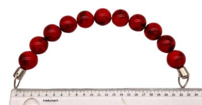 Angel Çanta Aksesuar 20 Cm 24 Mm Boncuklu Çanta Sapı Gümüş Metalli Kırmızı Tonlu - 1