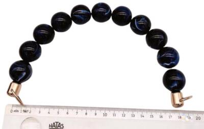 Angel Çanta Aksesuar 20 Cm 24 Mm Boncuklu Çanta Sapı Gümüş Metalli Mavi Tonlu - 1