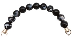 Angel Çanta Aksesuar 20 Cm 24 Mm Boncuklu Çanta Sapı Gümüş Metalli Siyah Tonlu - Angel Çanta Aksesuar