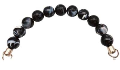 Angel Çanta Aksesuar 20 Cm 24 Mm Boncuklu Çanta Sapı Gümüş Metalli Siyah Tonlu - 1