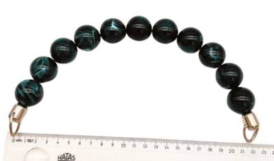 Angel Çanta Aksesuar 20 Cm 24 Mm Boncuklu Çanta Sapı Gümüş Metalli Yeşil Tonlu - 1