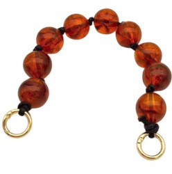 Angel Çanta Aksesuar 32 cm Kehribar Boncuklu Çanta Sapı Yaylı Halkalı - Angel Çanta Aksesuar