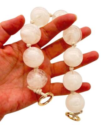 Angel Çanta Aksesuar 32 cm Şeffaf- Kırık Beyaz Boncuklu Çanta Sapı Yaylı Halkalı - 1