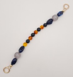 Angel Çanta Aksesuar 35 cm Yaylı Halkalı Renkli İncili Akrilik Zincir No: 2 Light Gold Metalli - 3