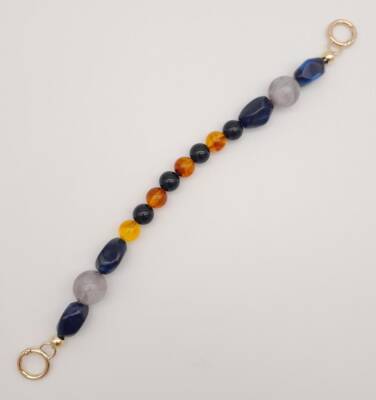 Angel Çanta Aksesuar 35 cm Yaylı Halkalı Renkli İncili Akrilik Zincir No: 2 Light Gold Metalli - 3