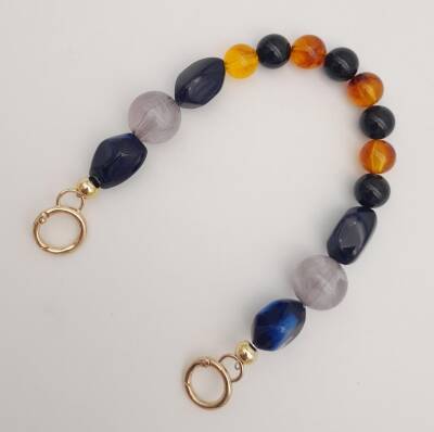 Angel Çanta Aksesuar 35 cm Yaylı Halkalı Renkli İncili Akrilik Zincir No: 2 Light Gold Metalli - 2