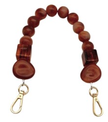 Angel Çanta Aksesuar 36 cm Koyu Tarçın Boncuklu Çanta Sapı Yaylı Halkalı - Angel Çanta Aksesuar