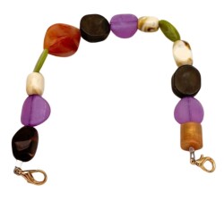 Angel Çanta Aksesuar 37 cm Mor Yoğun Rengarenk Boncuklu Çanta Sapı Kancalı - Angel Çanta Aksesuar