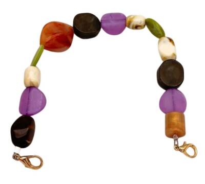 Angel Çanta Aksesuar 37 cm Mor Yoğun Rengarenk Boncuklu Çanta Sapı Kancalı - 1