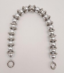 Angel Çanta Aksesuar 38 cm Parlak Gümüş Renk İncili Halkalı Akrilik Zincir - Angel Çanta Aksesuar