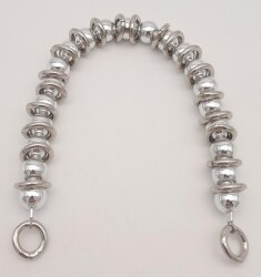 Angel Çanta Aksesuar 38 cm Parlak Gümüş Renk İncili Halkalı Akrilik Zincir - 2