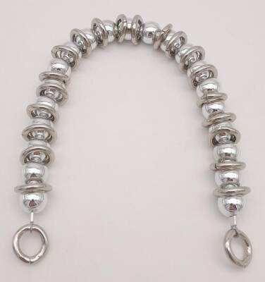 Angel Çanta Aksesuar 38 cm Parlak Gümüş Renk İncili Halkalı Akrilik Zincir - 2