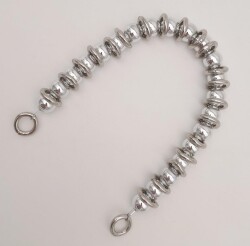 Angel Çanta Aksesuar 38 cm Parlak Gümüş Renk İncili Halkalı Akrilik Zincir - 3