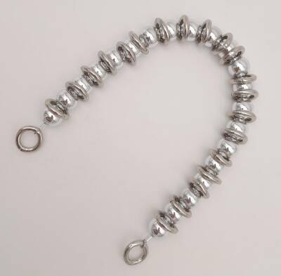 Angel Çanta Aksesuar 38 cm Parlak Gümüş Renk İncili Halkalı Akrilik Zincir - 3