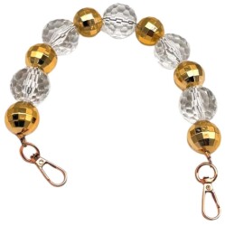 Angel Çanta Aksesuar 38 cm Şeffaf- Gold Boncuklu Çanta Sapı Light Gold Metalli - Angel Çanta Aksesuar