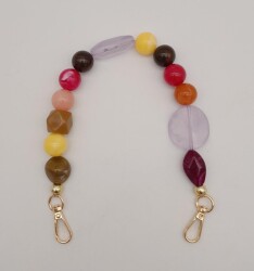 Angel Çanta Aksesuar 39 cm Kancalı Renkli Akrilik Zincir Light Gold Metalli - Angel Çanta Aksesuar