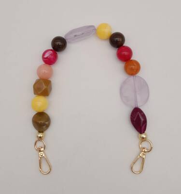 Angel Çanta Aksesuar 39 cm Kancalı Renkli Akrilik Zincir Light Gold Metalli - 1