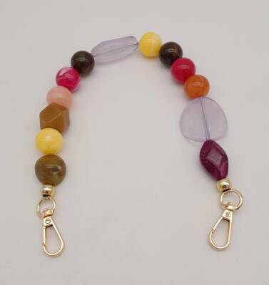 Angel Çanta Aksesuar 39 cm Kancalı Renkli Akrilik Zincir Light Gold Metalli - 2