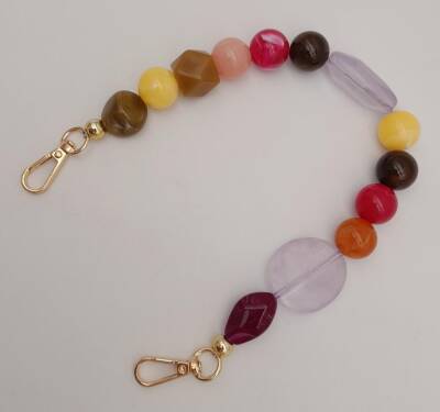 Angel Çanta Aksesuar 39 cm Kancalı Renkli Akrilik Zincir Light Gold Metalli - 3