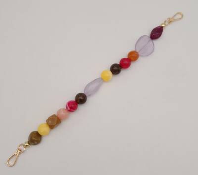 Angel Çanta Aksesuar 39 cm Kancalı Renkli Akrilik Zincir Light Gold Metalli - 4