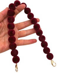 Angel Çanta Aksesuar 40 Cm Kadife Bordo Renk Çanta Sapı Kancalı - Angel Çanta Aksesuar