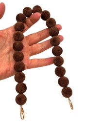 Angel Çanta Aksesuar 40 Cm Kadife Koyu Kahve Çanta Sapı Kancalı - Angel Çanta Aksesuar