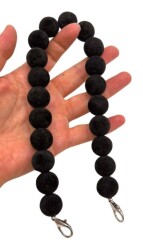 Angel Çanta Aksesuar 40 Cm Kadife Siyah Renk Çanta Sapı Kancalı Gümüş Metalli - Angel Çanta Aksesuar