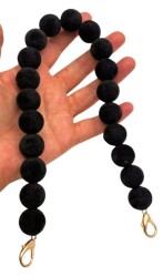 Angel Çanta Aksesuar 40 Cm Kadife Siyah Renk Çanta Sapı Kancalı Light Gold Metalli - Angel Çanta Aksesuar