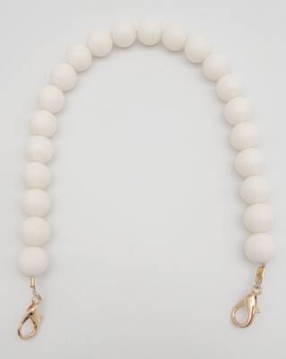 Angel Çanta Aksesuar 40 cm Mat Beyaz 1.5 cm Boncuklu Kancalı Sap Light Gold Metalli - 1