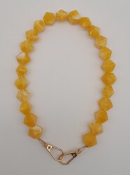 Angel Çanta Aksesuar 40 cm Mini Sekizgen Akrilik Hardal Renk Çanta Sapı Light Gold Metalli - Angel Çanta Aksesuar