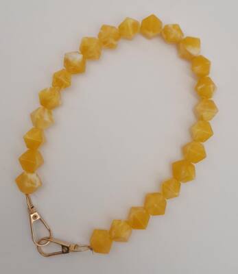 Angel Çanta Aksesuar 40 cm Mini Sekizgen Akrilik Hardal Renk Çanta Sapı Light Gold Metalli - 2