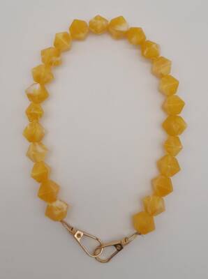 Angel Çanta Aksesuar 40 cm Mini Sekizgen Akrilik Hardal Renk Çanta Sapı Light Gold Metalli - 1