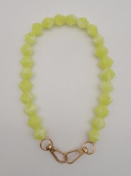 Angel Çanta Aksesuar 40 cm Mini Sekizgen Akrilik Neon Sarı Renk Çanta Sapı Light Gold Metalli - Angel Çanta Aksesuar