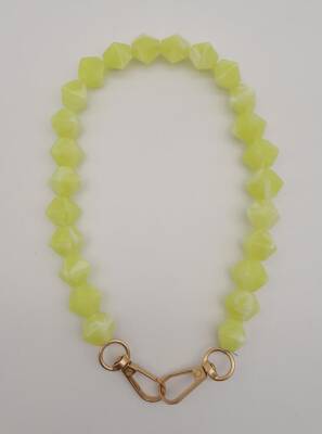 Angel Çanta Aksesuar 40 cm Mini Sekizgen Akrilik Neon Sarı Renk Çanta Sapı Light Gold Metalli - 1