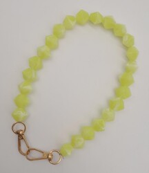 Angel Çanta Aksesuar 40 cm Mini Sekizgen Akrilik Neon Sarı Renk Çanta Sapı Light Gold Metalli - 2